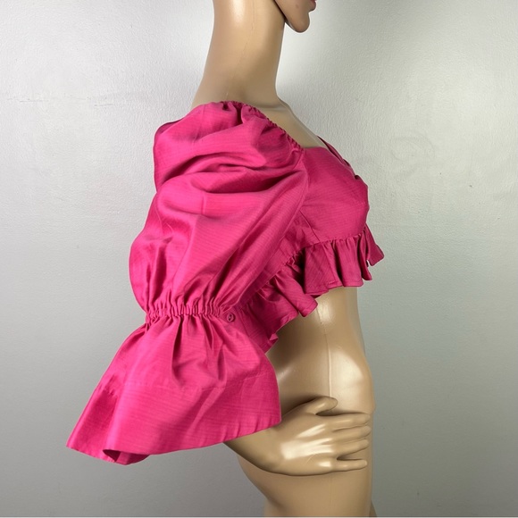 NEW ALEMAIS PINK RUFFLED CROP TOP - Picture 5 of 9